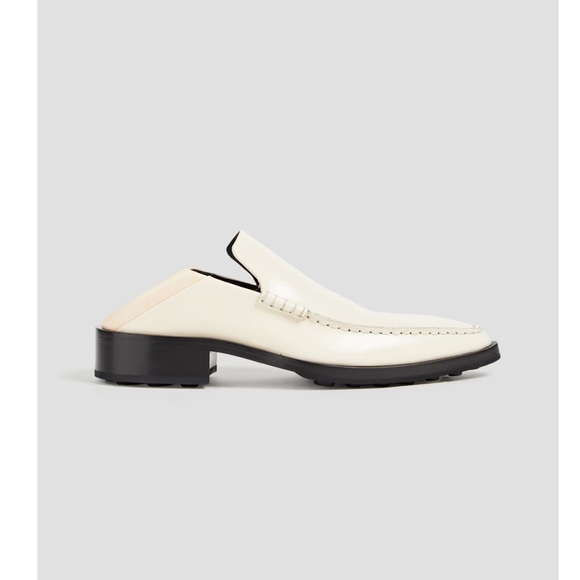JIL SANDER Glossed Leather Cream Collapsible Heel Point Toe Loafers Sz 37 - Picture 5 of 14
